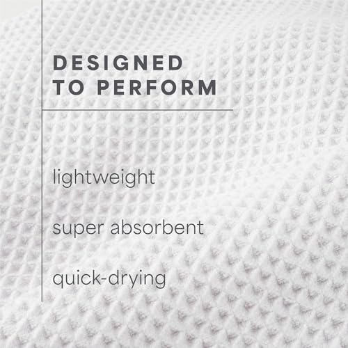 S&T INC. Aura Waffle Bath Towels, 4 Pack, 30" x 60", White | Quick-Dry, 420GSM, Absorbent Microfiber, Lightweight, Sewn-In Hang Loop, Compact for Home, Gym, and Travel - color: White