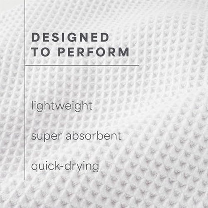 S&T INC. Aura Waffle Bath Towels, 4 Pack, 30" x 60", White | Quick-Dry, 420GSM, Absorbent Microfiber, Lightweight, Sewn-In Hang Loop, Compact for Home, Gym, and Travel - color: White