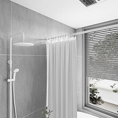 Naiture 304 Stainless Steel 60" Straight Shower Curtain Rod, White | One-Piece Rod, Cut to Fit, Rustproof, Heavy-Duty Zinc Alloy Flange, Permanent Wall Mount, Mounting Hardware Included - color: White, size: 60