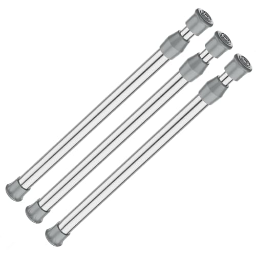 Spring Tension Curtain Rod Short Tension Rod (Silver,17"to 28"-3Pcs) - color: Silver, size: 17" to 28"-3Pcs