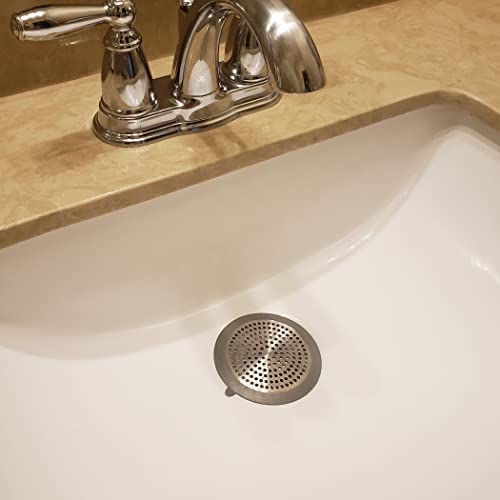 Danco Bathroom Sink & Tub Hair Catcher & Drain Protector, 2-Pack (11040P) - color: Brushed Nickel, size: Round [Pack of 1], style: Sink/Bathtub