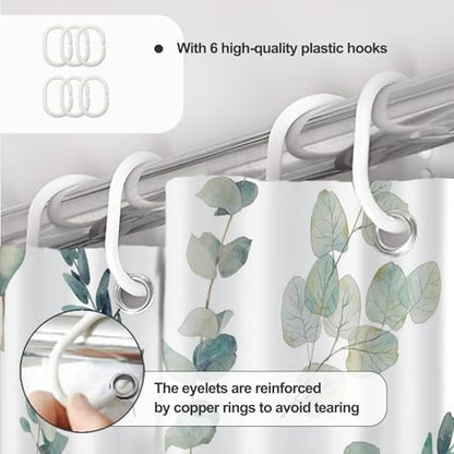AWERT Small Half Size Stall Shower Curtain with 6 Hooks Green Leaves Shower Stall Curtain 36 x 72 Boho 36 inch Shower Curtain for Bathroom/RV and Camper - color: Sage Green, size: 36"W x 72"L (Pack of 1)