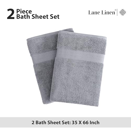 LANE LINEN Bath Sheets 100% Cotton 2 Pack Oversized Soft - Grey | Oversized Shower Sheets - Generously Sized, Oversized & Roomy, Lightweight & Breathable, Fade-Resistant Color - color: 04: Space Grey, size: 2 Piece Bath Sheets