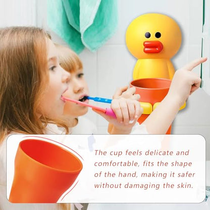 Kids Toothbrushes Holder Animal Tooth Cup Holder,Mouthwash Cup Rack for Children,Wall Mounted Sucker Toothpaste Storage Set Cute Household Toothpaste Rack No Punching Shelf Bracket with Cup (Chick) - color: Chick