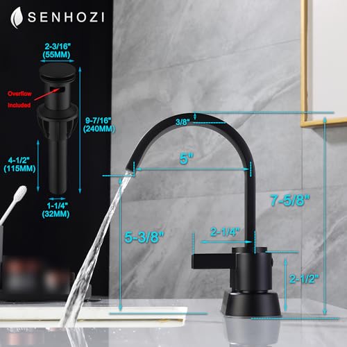 Matte Black Bathroom Faucets 3 Hole, 4 Inch Centerset Faucet | 4 Inch Centerset Bathroom Faucet, 360 Swivel Spout, Stainless Steel Bathroom Faucet with Pop Up Drain - color: Matte Black