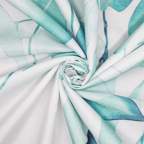 KAIRA Teal Eucalyptus Shower Curtain, Watercolor Plant Leaves with Natural Bathroom Shower Curtain,72" W x 72" L, Waterproof and Durable Polyester Fabric, Easy to Clean,Includes 12 Hooks - color: Teal