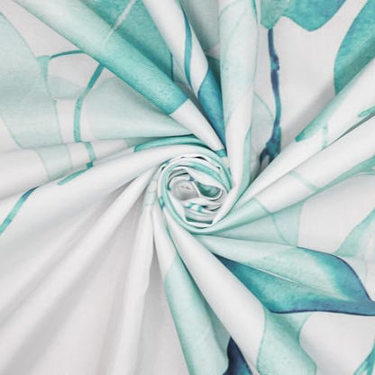 KAIRA Teal Eucalyptus Shower Curtain, Watercolor Plant Leaves with Natural Bathroom Shower Curtain,72" W x 72" L, Waterproof and Durable Polyester Fabric, Easy to Clean,Includes 12 Hooks - color: Teal