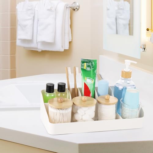 Bathroom Organizers and Storage - 3 Pcs Qtip Holder 1 Set Mouthwash Dispenser with Cup Electric Toothbrush and Toothpaste Holde for Bathroom Accessories Organization Counter Vanity Storage