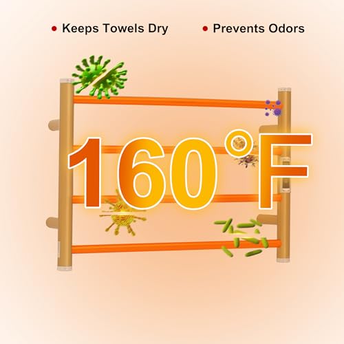 Electric Towel Warmer Rack,Heating Towel Warmer,Timer & Temperature Control,Wall-Mounted Plug-in for Bathroom,Gold,Stainless Steel,4-Bar(16.54x23.62x5.51in) - color: Round-matte Gold With Silver Top, size: 4 Bars