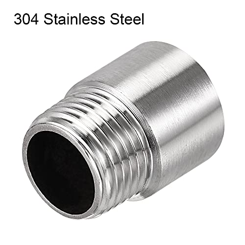 uxcell Shower Head Extension Arm Stainless Steel 1/2PT Male to 1/2PT Female Thread 30mm Length Cast Pipe Fitting Coupler 2Pcs - size: 30mm