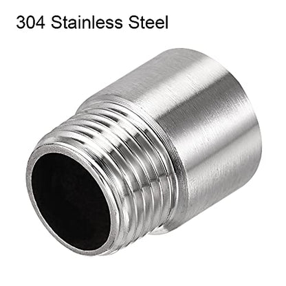 uxcell Shower Head Extension Arm Stainless Steel 1/2PT Male to 1/2PT Female Thread 30mm Length Cast Pipe Fitting Coupler 2Pcs - size: 30mm