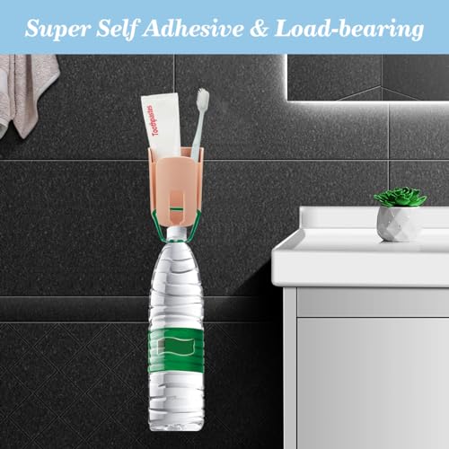 Toothbrush Holders for Bathrooms Toothbrush Holders Wall Mounted BPA-Free Tooth Brush Holder with Toothbrush Cup Drilling-Free (Brown) - color: Brown