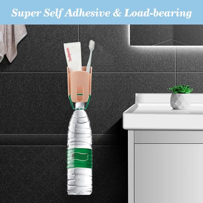 Toothbrush Holders for Bathrooms Toothbrush Holders Wall Mounted BPA-Free Tooth Brush Holder with Toothbrush Cup Drilling-Free (Brown) - color: Brown