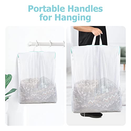 OTraki Large Mesh Laundry Bags 24x32 inch Hanging Delicates Mesh Laundry Bag with Handles Lingerie Bags Washing Machine Bag Zipper Opening,Don't Drying, Melting 140-176℉,White | Mesh Laundry Bag with Handles Washing Machine Bag Zipper Opening,Don't Drying