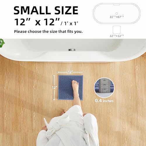 TYUU Small Bathroom Rugs Non Slip Washable Bath Rugs Super Absorbent Bathroom Rug Thin Quick Dry Low Pile Bath Mats, Denim Blue 12"x12" - color: Denim Blue01, size: 1' X 1' (Rectangular)