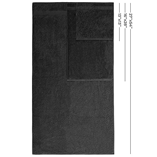 American Veteran Towel, 100% Cotton Turkish 6 Piece Towel Set, Luxury Towels Set of 6 for Bathroom Essentials, 2 Bath Towels 2 Hand Towels 2 Washcloths, Black - color: Black, size: XL 6PC