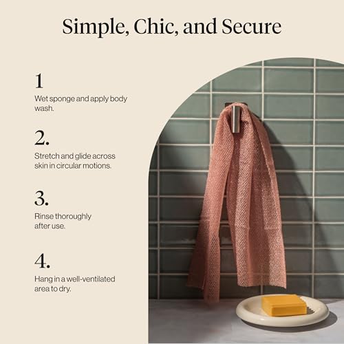 Kitsch African Net Sponge – Exfoliating Body Scrubber – Rosewood, 3 Pcs | for Cleansing & Gentle Daily Exfoliation – Stretchable Bath Sponge for Hard-to-Reach Areas – Long-Lasting Shower Essential - color: Rosewood