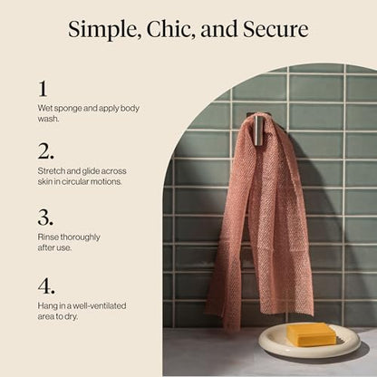 Kitsch African Net Sponge – Exfoliating Body Scrubber – Rosewood, 3 Pcs | for Cleansing & Gentle Daily Exfoliation – Stretchable Bath Sponge for Hard-to-Reach Areas – Long-Lasting Shower Essential - color: Rosewood