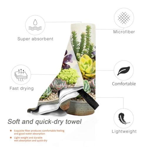 Succulent Potted Plant Quick Dry Bath Towels - Super Soft Bath Towels for Home, Spa, Gym, Travel - color: Succulent Potted Plant, size: 31.5"x63"
