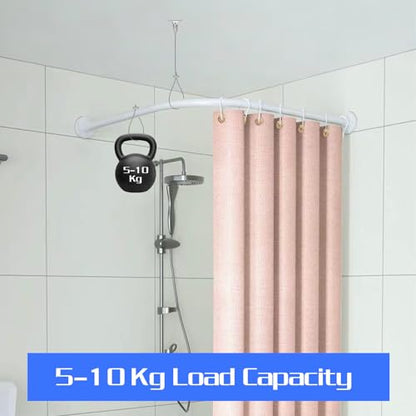 Ceiling Mounted Shower Curtain Rod Support Bracket, 60″ Adjustable Ceiling Suspension Holder for U-Shaped, L Shaped Shower Curtain Rods, Heavy Duty 304 Stainless Steel, Anti-Sagging, 1 Pack