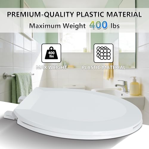Angol Shiold PP Slow Close Toilet Seat (Round, White) | Round toilet seat with ergonomic design, grip-tight anti-slip bumpers and easy-clean safe PP material - color: White, size: Round 16.5‘’