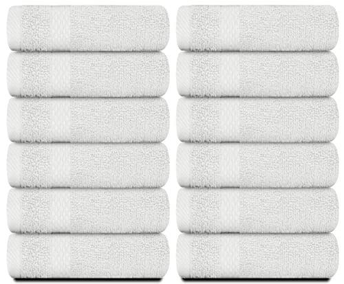 White Classic Luxury Cotton Washcloths 13x13 Inch - 650 GSM Turkish Cotton | Hotel, Spa, Bathroom Face Towel | 12 Pack, Silver - color: 05: Silver
