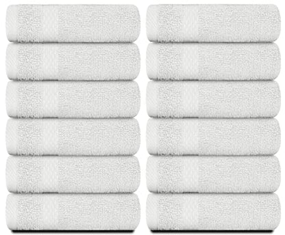 White Classic Luxury Cotton Washcloths 13x13 Inch - 650 GSM Turkish Cotton | Hotel, Spa, Bathroom Face Towel | 12 Pack, Silver - color: 05: Silver