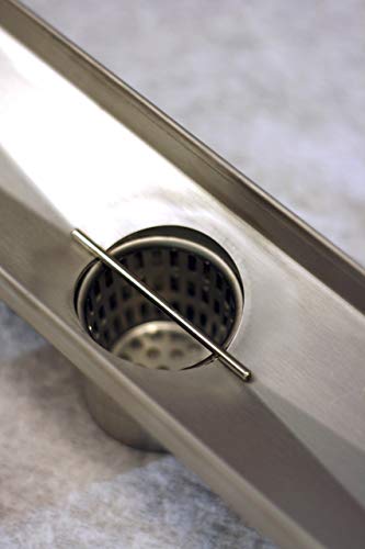ZA Linear Shower Drain - 30 Inch Brick Pattern - Brushed Stainless Steel - Hair Strainer - Leveling Feet - Threaded Adapter - Sleek and Modern Design - size: 30 inch