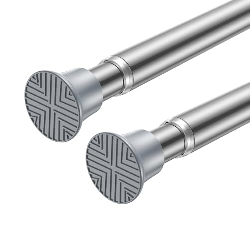 Small Tension Rods 2Pack 16-38Inch Silver Tension Curtain Rod Spring Rod Adjustable Curtain Rod No Drilling Curtain Rods for Windows Short Tension Rods for Doorway,Closet,Window - color: Silver, size: 16" to 38"-2Pcs