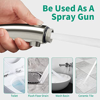High Pressure Shower Head with Handheld, Brushed Nickel | On Off Shower for RV, Water Saving Shower Head with Stop Button and 3 Modes, Detachable RV Shower Head with Hose and Bracket - color: Brushed Nickel