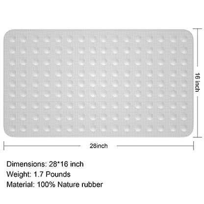 JOYCANO Bath Mat for Tub Non Slip, Shower Mat Bathtub Mat Non Slip, Natural Rubber no Plastic Odors Perfect for Baby and Elder, Tub Mat with Suction Cups, Machine Washable, 28 X 16 inches, White - color: White With Drain Holes