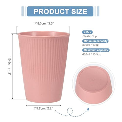 uxcell 4 Pcs Simple Toothbrush Cup, 3.3 x 3.3 x 4.2 Dishwasher Safe Bathroom Tumbler Reusable Plastic Cup Set for Storing Toothpaste Combs, Light Pink - color: Light Pink