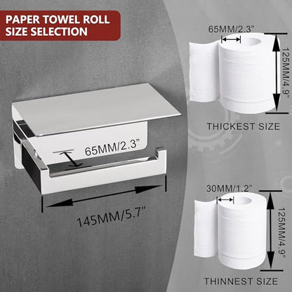 LANC Chrome Toilet Paper Holder with Shelf, Toilet Paper Roll Holder with Shelf for Bathroom Washroom Wall Mounted, 304 Stainless Steel Tissue TP Holder Silver, A8367CP - color: Chrome Polished, size: Right