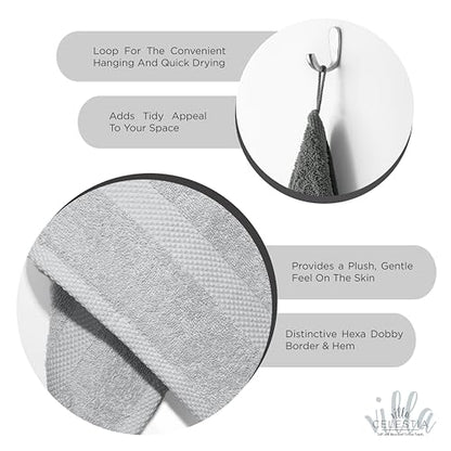 Villa Celestia Cotton Hand Towels Set of 4, 16 x 28, Oeko-TEX Certified, Quick Dry, White - color: White, size: Hand Towel - Pack of 4