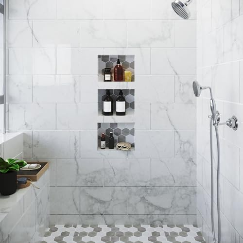 Shower Niche Insert Tile Ready in Wall Shelf Cubby Inserts 12x20 + 12x10 | Houseables Shower Niche, Recessed Bathroom Storage, Recessed Shampoo Caddy, Inset Shelves, Built in Nook, Soap Box, Prefab - size: 12 x 10 inches (ID) & 12 x 20 inches (ID)