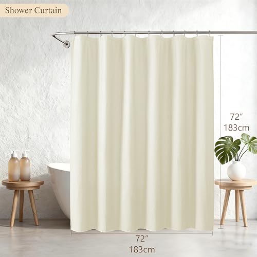 Aiyufeng Cream Shower Curtains for Bathroom，Dot Like Embossed Textured Waterproof Soft Polyester Cloth Shower Curtain，Hotel Spa Machine Washable，72Wx72L - color: Cream, size: 72"W x 72"L (Pack of 1)