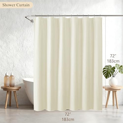 Aiyufeng Cream Shower Curtains for Bathroom，Dot Like Embossed Textured Waterproof Soft Polyester Cloth Shower Curtain，Hotel Spa Machine Washable，72Wx72L - color: Cream, size: 72"W x 72"L (Pack of 1)
