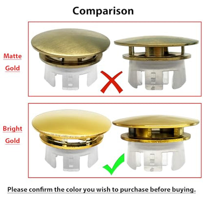 2 Pcs Sink Overflow Covers,2-Layer Sink Copper Over flow Rings,Bathroom Basin Insert in Hole Round Caps Replacement Dual Layer Overflow Cover Rings for Sink,Bathroom,Kitchen(Bright Gold) - color: Bright Gold