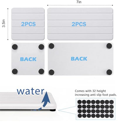 4PCS Stone Drying Tray for Bathroom Sink and Kitchen Counter, Fast Drying Diatomite Stones Soap Trays, Diatomaceous Coaster, Vanity Trays, Water Absorbing Stone Tray for Sink - color: White 4stripes