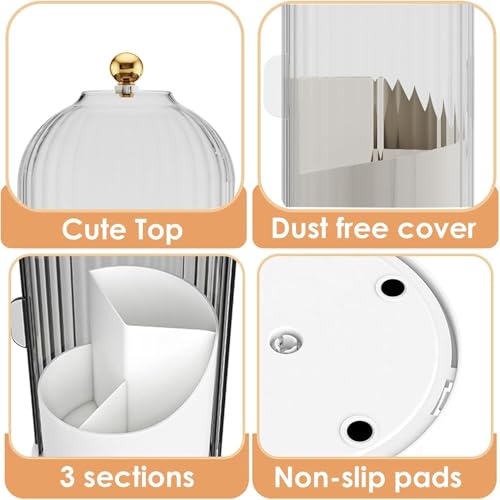 Toothbrush and Toothpaste Holders with Cover, Transparent | Waterproof and Dustproof, 360° Rotating Base, Smooth Sliding Door, 3 Slots, for Bathroom Countertop - color: Transparent