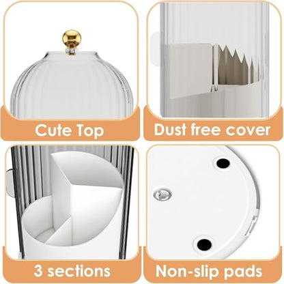 Toothbrush and Toothpaste Holders with Cover, Transparent | Waterproof and Dustproof, 360° Rotating Base, Smooth Sliding Door, 3 Slots, for Bathroom Countertop - color: Transparent