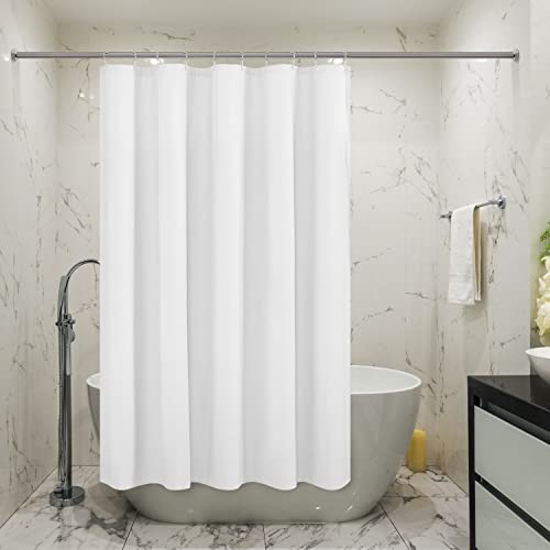 Embossed Microfiber Stall Shower Curtain Liner 54 x 72 inches, Soft Fabric Shower Curtain Washable and Water Repellent,54x72, White - color: White, size: 54"W x 72"L (Pack of 1)