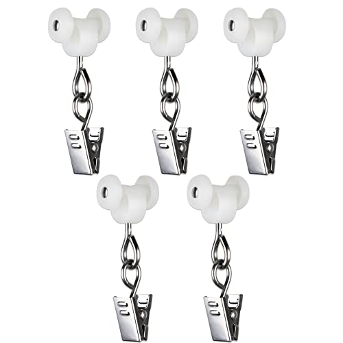 Curtain Clips - Dual Wheel Roller Carriers for Ceiling Mounted Curtain Track with Stainless Steel Pinch Clips for Curtains, Drapes, and Room Dividers - Pack of 25 - size: Roller Clips - 25