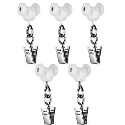 Curtain Clips - Dual Wheel Roller Carriers for Ceiling Mounted Curtain Track with Stainless Steel Pinch Clips for Curtains, Drapes, and Room Dividers - Pack of 25 - size: Roller Clips - 25
