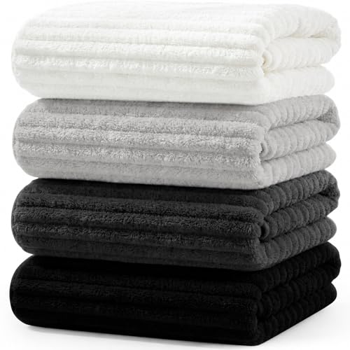 4 Pcs Extra Large Bath Towel 40x80'',White, Gray, Black - color: White, Gray, Black