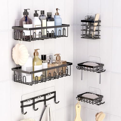 4 Pack Shower Caddy Replacement Strong Hooks, No Drilling Shower Shelf for Caddy, Soap Holder and Kitchen Racks (Clear 3 Hooks) - color: Clear 3 hooks-4Pack
