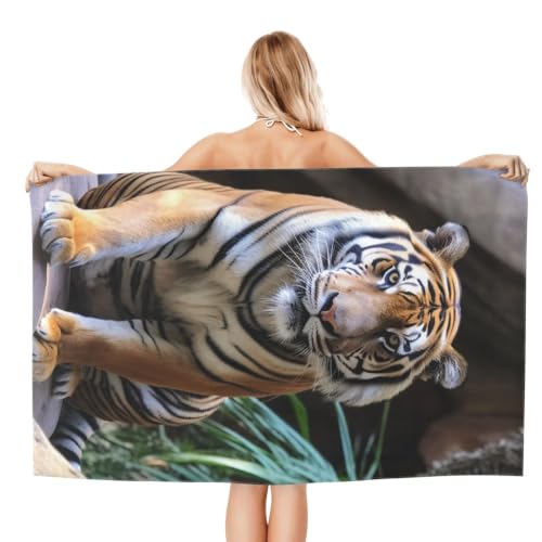 Tiger in the Zoo Bath Towel Super Absorbent Beach Towels Microfiber Bathroom Towel 32 x 52 Inch - color: Tiger in the Zoo