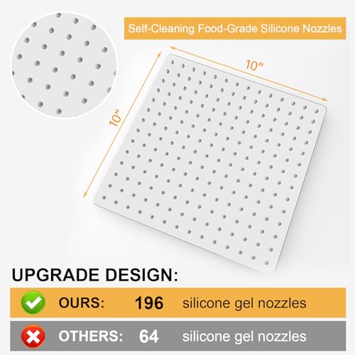 10 Inch Rain Shower Head High Pressure Rainfall Shower Head Chrome | Square Rain Bathroom Showerhead, High Flow, Large Stainless Steel, Ceiling Mounted, Wall Mounted, Waterfall Full Body - color: Polished Chrome, size: 10 Inch