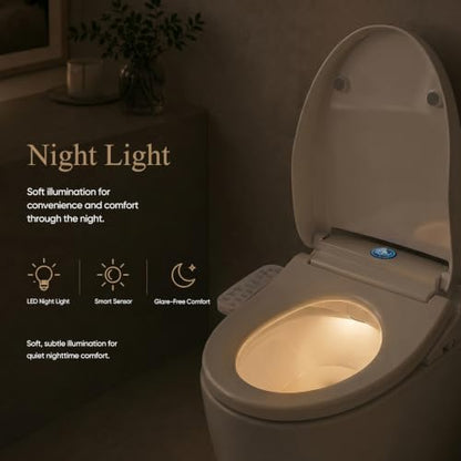 GAICOM Electric Bidet Toilet Seat Elongated, Heated Seat ＆ Warm Air Dryer | Instant Warm Water, Multiple Cleaning Modes, Side Panel Control, Self Cleaning Nozzle, Night Light, Soft Close Lid - color: Milky white