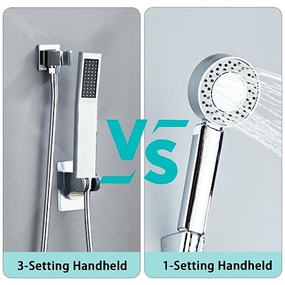 8 Inch Shower Faucet Set Ceiling Mount, High Pressure Rainfall Shower System, Square Rain Shower Head with Handheld Spray Combo, Ceiling Luxury Rainfall Shower Fixtures (L-Style) - color: Polish Chrome, style: 8 Inch-L Style
